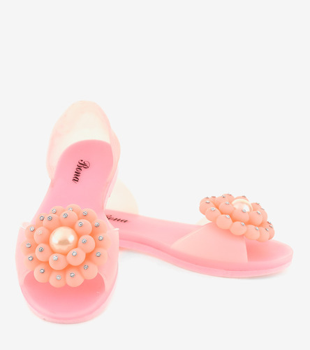 Růžové sandály s květinou HM701
